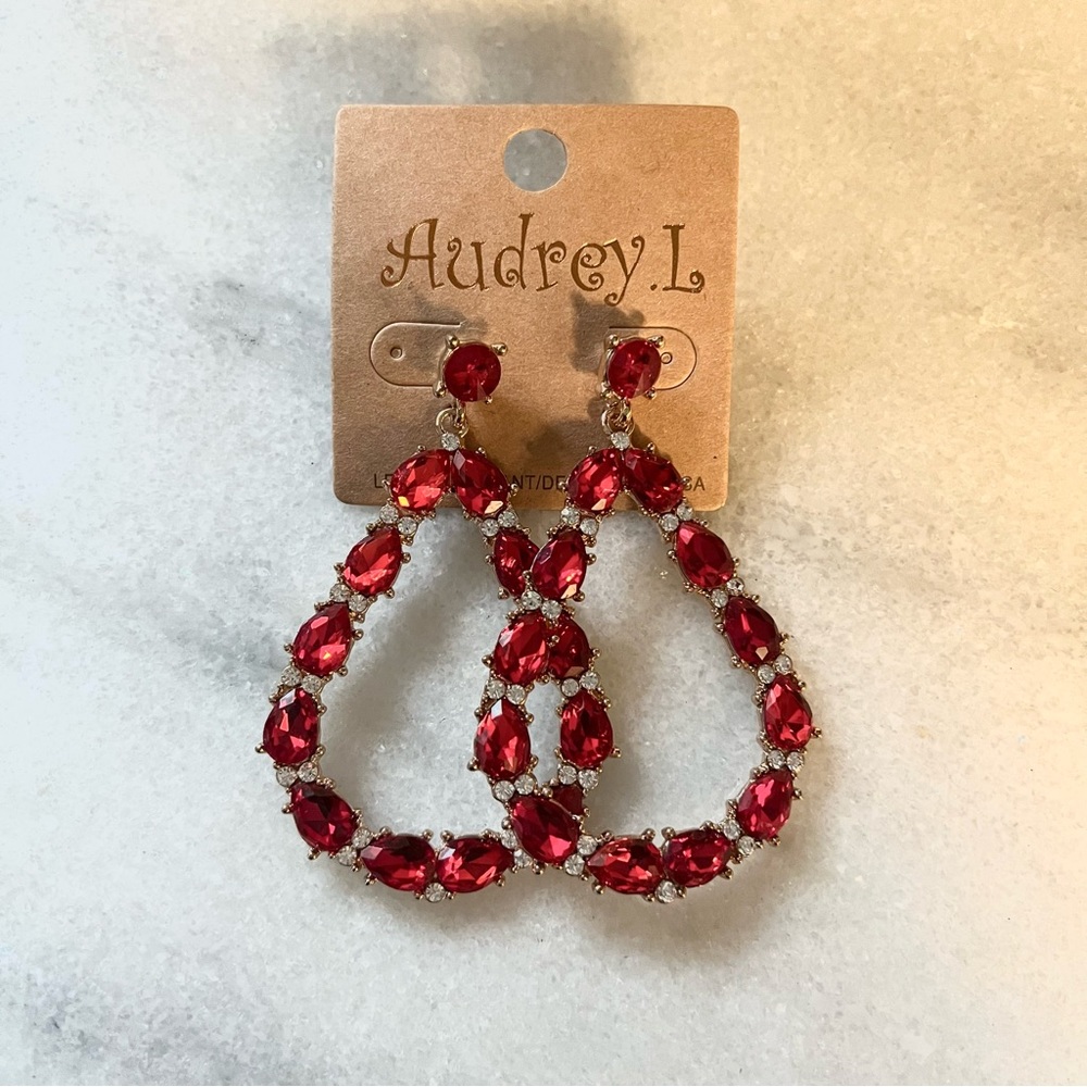 NWT Audrey L Red Earrings